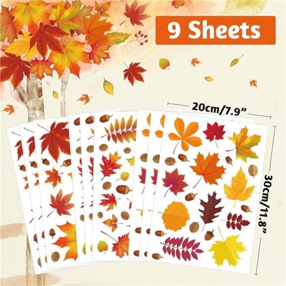 216 Pcs Fall Window Clings Stickers Fall Window Decorations for Fall Autumn - Picture 2 of 8